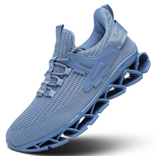 Mens Walking Shoes Running Slip on Tennis Casual Fashion Blade Sneakers Comfort Workout Sport Athletic Trainers Blue
