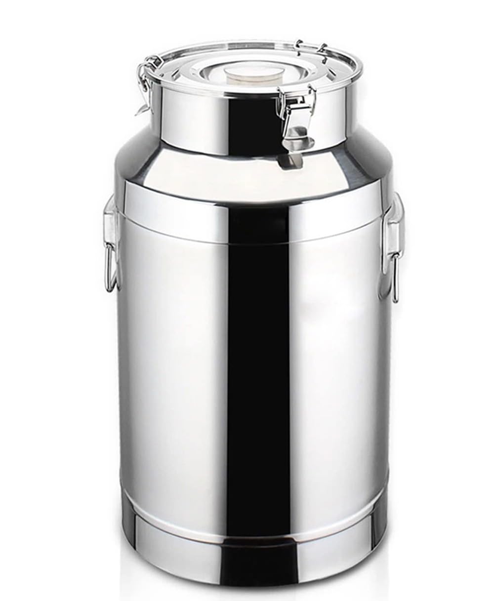 GTHTUHFD Large Capacity Milk Transport Bucket, 201 Stainless Steel Milk Can With Faucet, Water Tote Jug For Dairy, Tea, Wine - 22L,64L