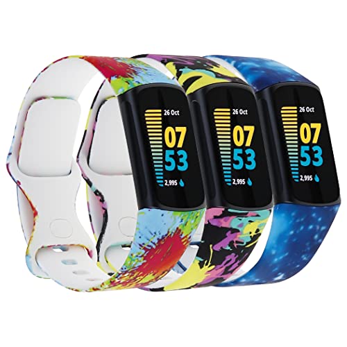 Baaletc 3 Stück Silikon Armband Kompatibel mit Fitbit Charge 5 Armband/Fitbit Charge 6 Armband, Wasserdichtes Weiche Atm...