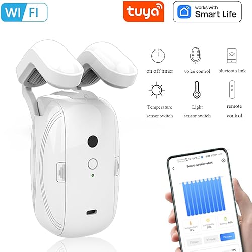 Miniatura 2 de Abrecortinas automático inteligente, control remoto con aplicacióntemporizadorvoz, motor de alto rendimiento mejorado, sensor de luz automático,