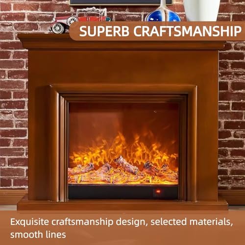 Aihm-Lon Modern Electric Fireplace with Mantel 47.24IN (Faux Flame) (3D Bezel) Freestanding Brown Chimenea TV Stand for Living Room - Image 7