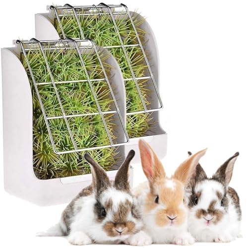 2 Pack Hay Feeder for Rabbits Guinea Pigs Bunny Hay Holder Less Wasted and Mess Cage Hay Rack Manger for Chinchilla Rabbits Guinea Pigs