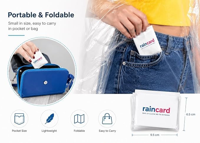 Image of Disposable Raincoat Poncho with Hood Raingear Smallest Pocket Size Travel Rainsuit Barsaati Water Resistant Rainwear for Men Women (Random, Pack of 2)