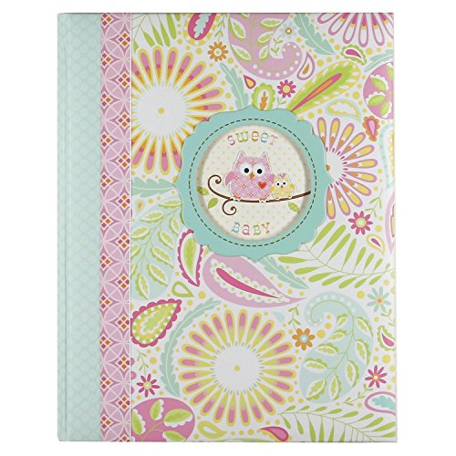 Image of C.R. Gibson 'Sweet Baby' Pink Owl First Five Years Girl Memory Baby Book, 64pgs, 10'' W x 11.75'' H