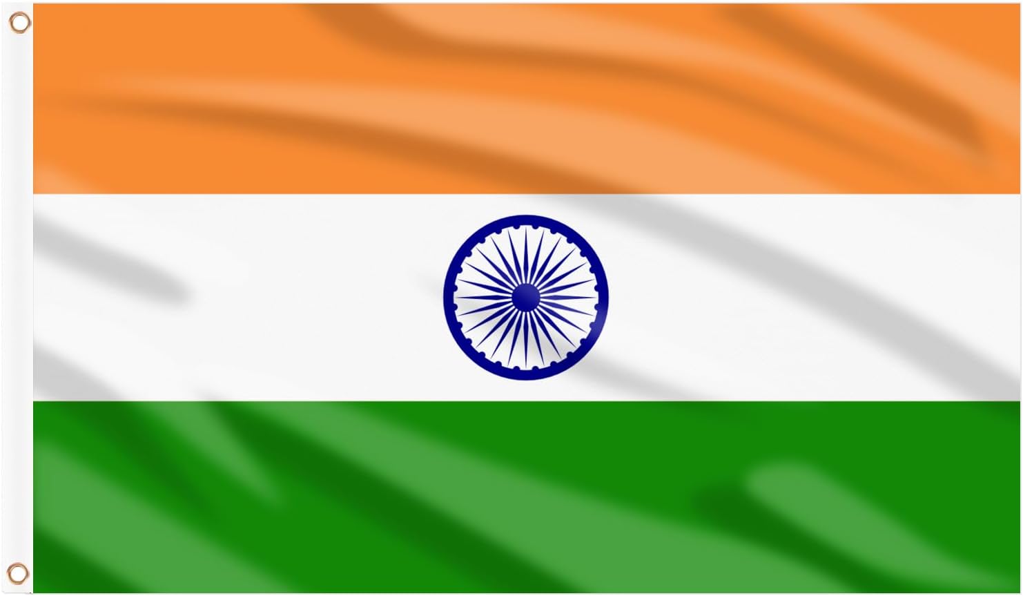 AhfuLife India Flag 5ft x 3ft for Party Decorations, 1Pcs Large Indian Flag Polyester Double Side with Brass Eyelets for National Day Garden Street Indoor Outdoor Party Decorations