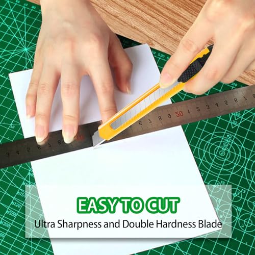Image of Box Cutter Retractable - 4 Pack - Premium Utility Knife - 9mm Wide Snap-Off Blades Razor Knife - Box Opener for Cutting Carboard, Boxes - Exacto Knife Box Knife for Home, Office, Craft Use