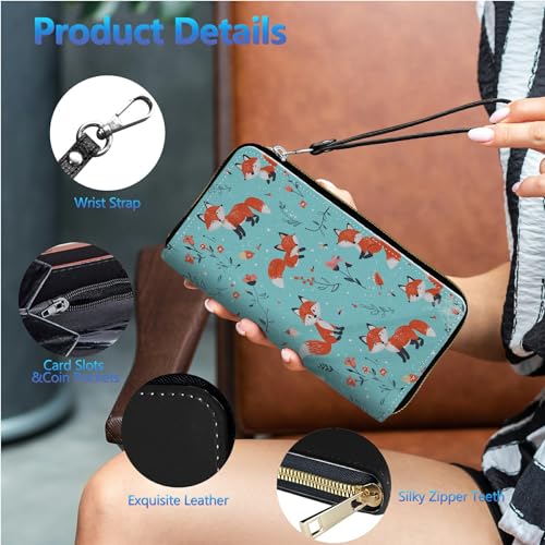 Image of Womens Wallet PU Leather Wristlet Wallets for Women, Large Capacity Lady Fashion Wallet Card Holder Zipper Wallet