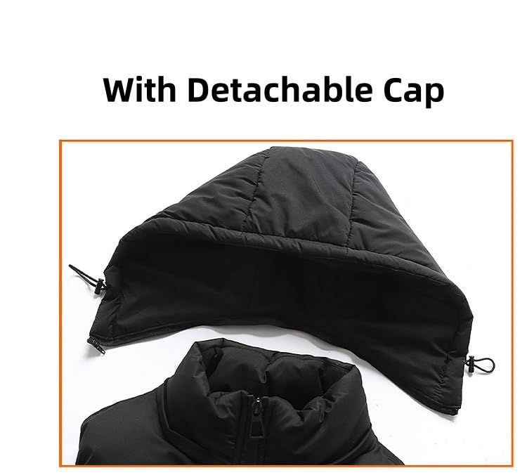 Chaleco Acolchado Hombre Chaleco Acolchado Con Capucha Para Hombre Chaqueta Acolchada Sin Mangas Con Capucha Abrigo De Invierno Grueso Y Cálido Informal Resistente Al Viento Acolchado Y Con Bolsill