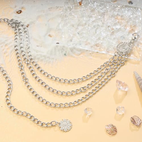 Cinturón de cadena de metal multicapa para transformar vestidos holgados 2