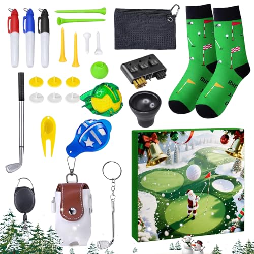 Calendario de Adviento de golf con 24 días, cuenta atrás de Navidad, pelotas de golf, tarjetas de puntuación para hombres, jóvenes, regalo para Navidad y Pascua