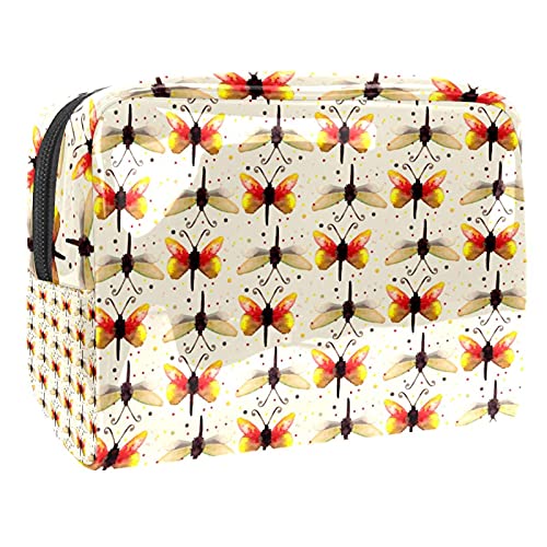 Trousse de maquillage étanche grand format - Vanity de toilette zippé imprimé papillon