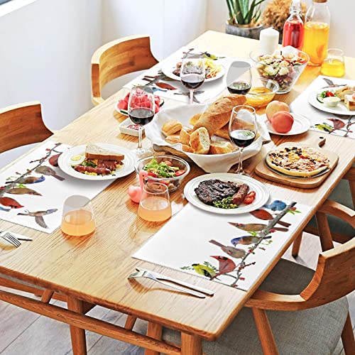 Naanle Spring Birds Placemats Set Of 4 Birds Non Slip Heat-Resistant Washable Table Place Mats For Kitchen Dining Table Home Decoration 12" X 18" #TOP6