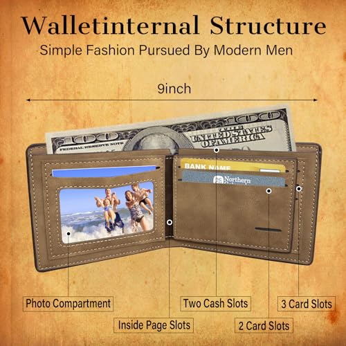 Gifts for Dad Personalized Custom Wallets for Men Customized Engraved Wallets with Photo Name Personalized Gifts for Boyfriend Husband Fathers Day Birthday Gifts3