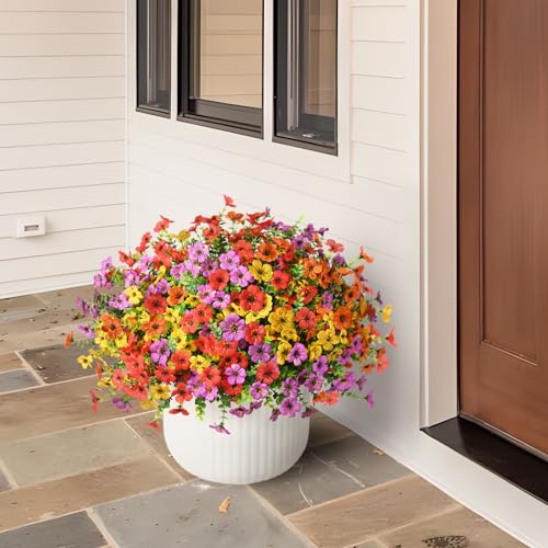 ZFProcess Artificial Flowers Faux Plants Outdoor Fake Flowers Spring Decor,12 Bundles Realistic Plastic Plant Colorful Daisy UV Resistant for Porch Patio Home Yard Garden Window Bo image 6