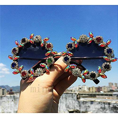 mincl/ 2019 Diamond Color Sunglasses for Lady Exaggerated Personality Female Sun Glasses Female Shades UV4003