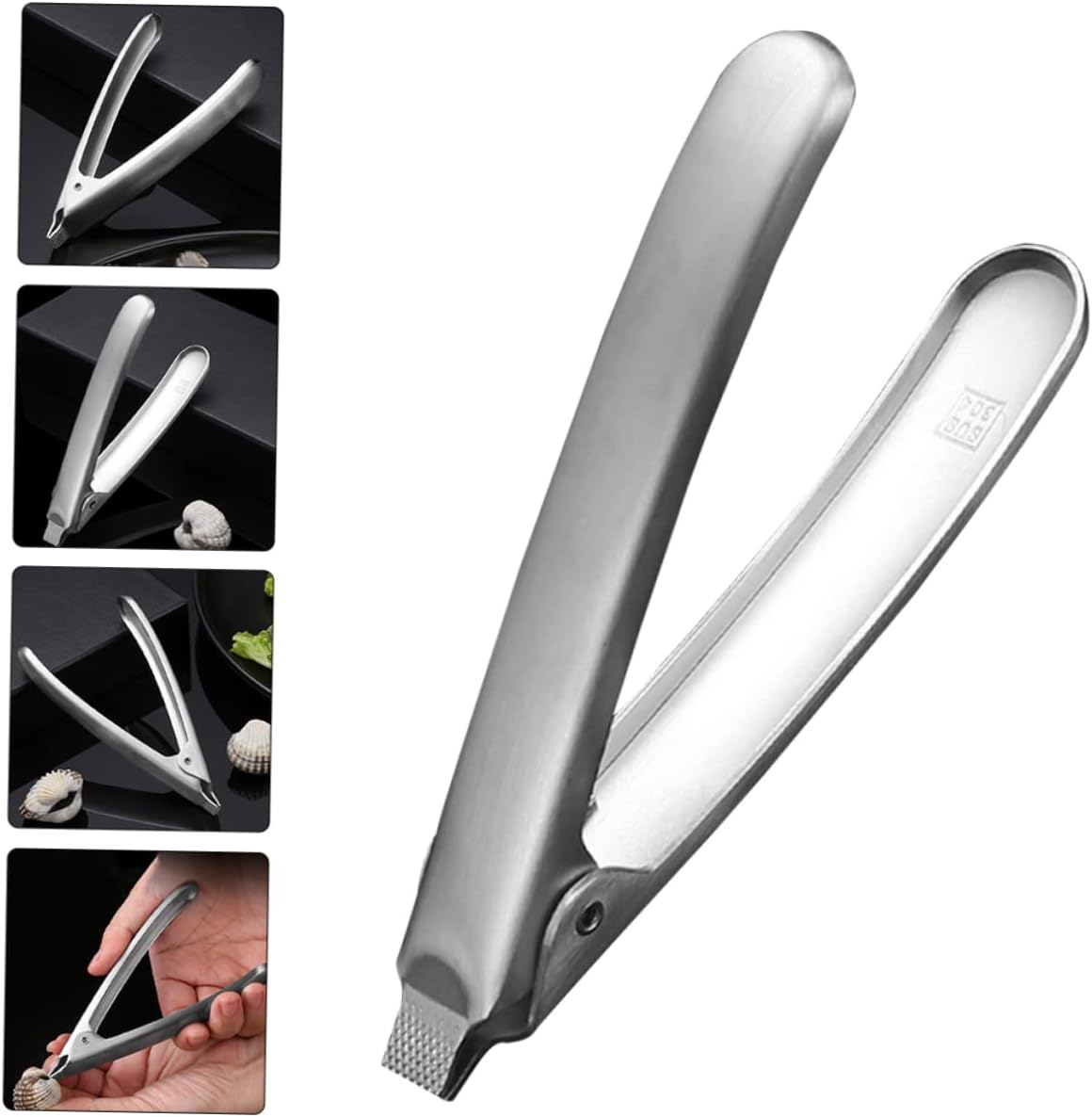 OUNONA 4pcs Stainless Steel Clam Opener Clips Kitchen Tool for Effortless Shellfish Shucking Integrated Handle Rustproof Design for Home Cooking and Outdoor Use