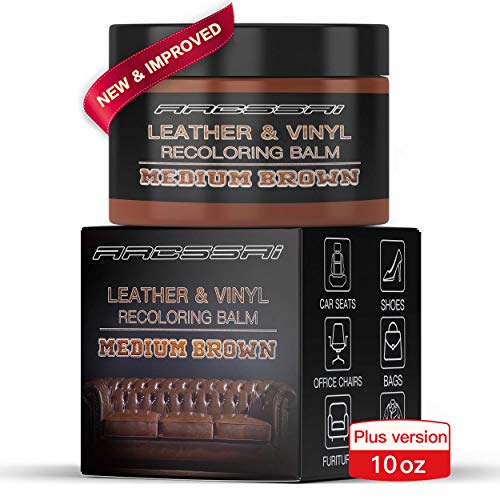 Medium Brown Leather Recoloring Balm - Leather Repair Kits for Couches - Recolor, Renew, Repair & Restore Aged, Faded, Peeling and Scuffed Leather & Vinyl Couches, Sofa or Car Seats, Furniture