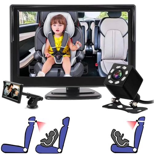 Image of 5 Inches AllRuby Baby Car Camera Monitor,Baby car Mirror,Digital display,View Infant in Rear Facing Seat with Wide Clear View,Aimed at Baby-Easily to Observe The Baby's Every Move,Come with 2 mounts.