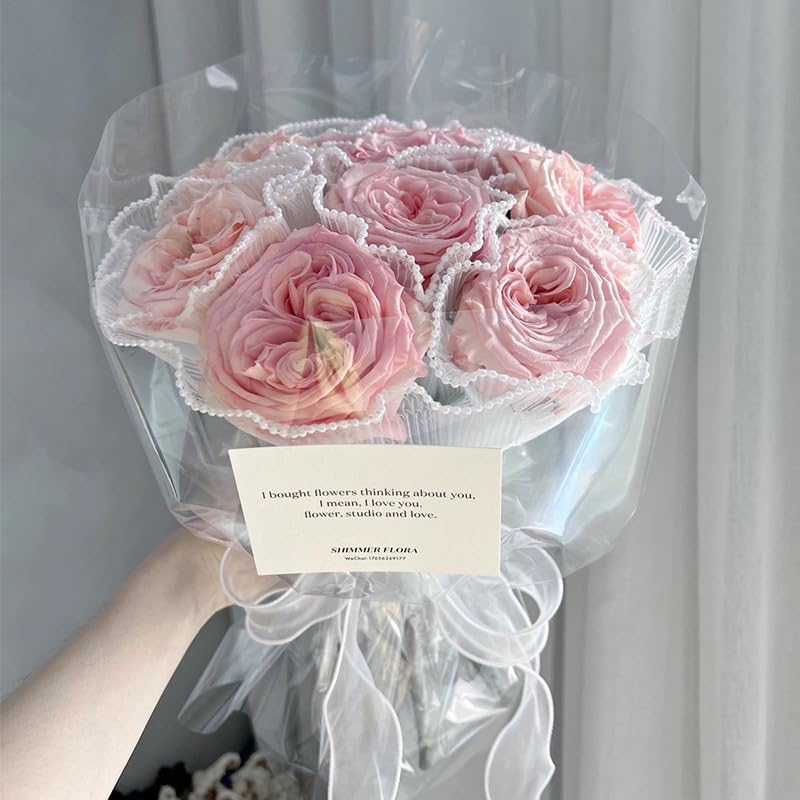 Carta Per Bouquet Fiori 4 Metri - Con Bordo Perlato - Tessuto Poliestere Per Fioristi - Bianco - Per Matrimoni, Compleanni - Foto 7