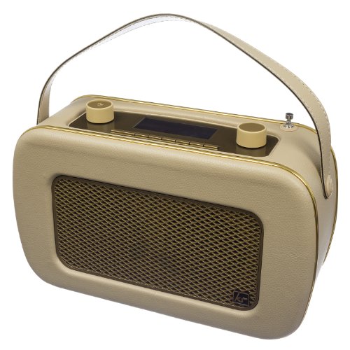 KitSound Jive Retro DAB Radio numérique portable avec Double Alarme et poignée de transport - Livré avec Prise française - Crème/Or Cover