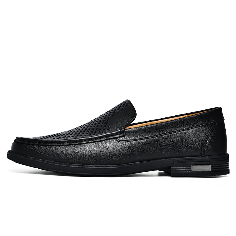 Men's Breathable Leather Loafers, Perforated Slip-On Dress Shoes, Office, Driving, Wedding, Party2