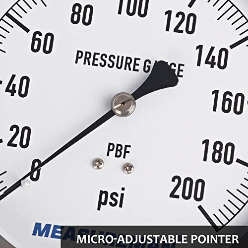 MEASUREMAN 304 Stainless Steel Case, Contractor Pressure Gauge, 0-200Psi, 4-1/2" Dial Size, +/-1% Accuracy, 1/4" NPT Lower Mount by MEASUREMAN - Image 4