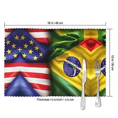 Lot de 6 sets de table de Noël avec drapeaux USA et Brésil - 6