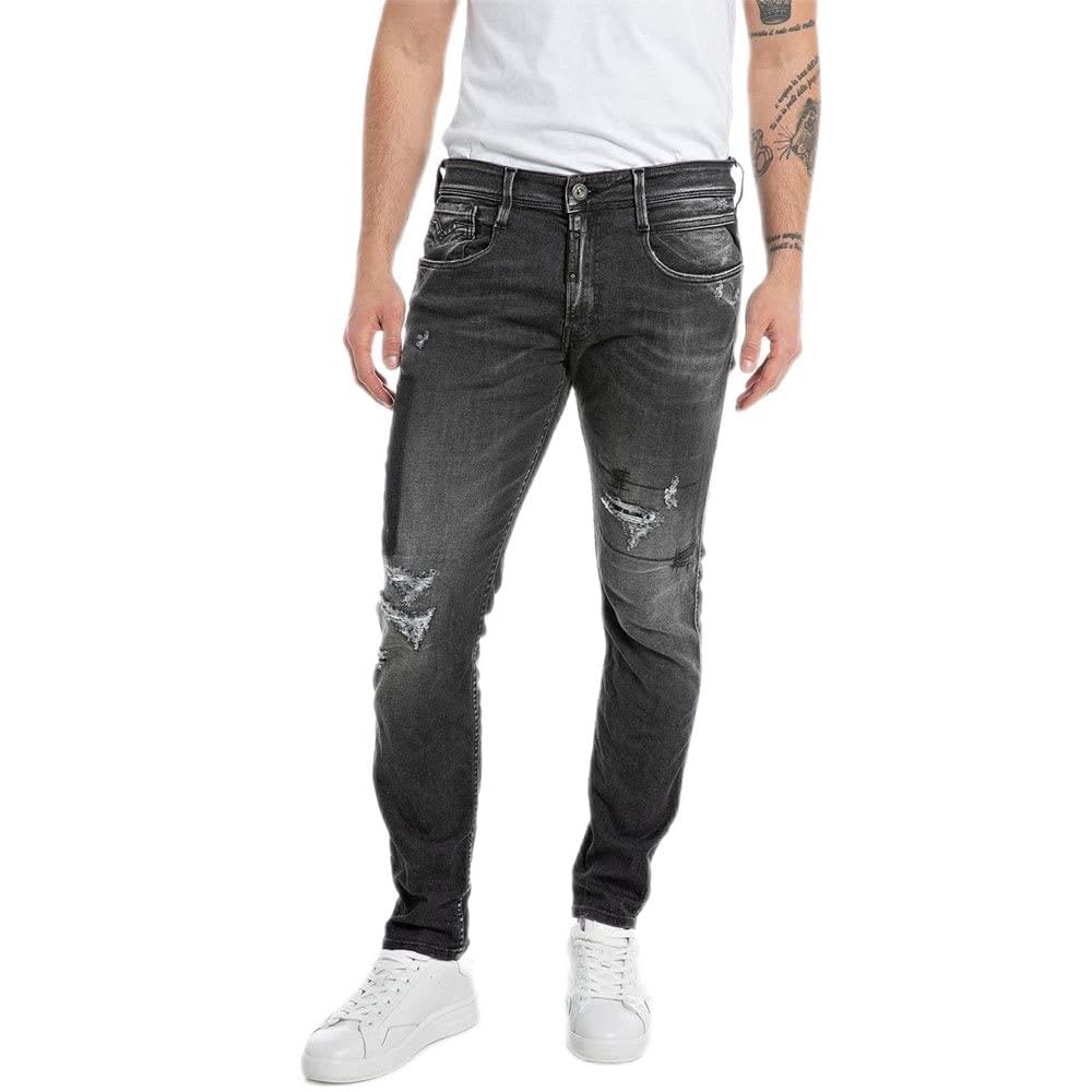 Replay Herren Jeans Anbass Slim-Fit Maestro, Dark Grey 097 (Grau), 27W / 30L