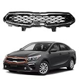 Bumper Grille w/Chrome Trim Compatible with 2019 2020 Kia Forte EX FE GT Primed Bumper Grille Upper 86350M7010
