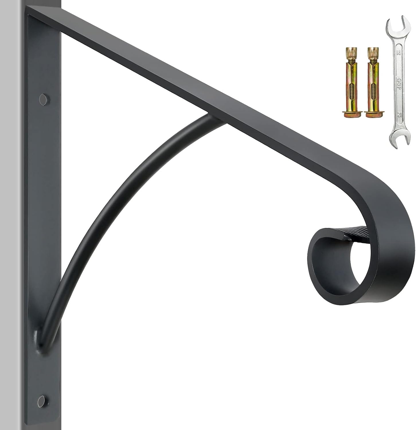 Zwinz Handrail Railings,Wall Mounted Handrails Wrought Iron Railing Fits 1 or 2 Stairs Rail for Steps Porch,Gray