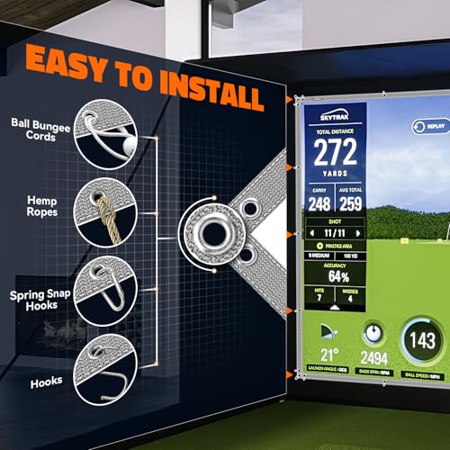 Golf Simulator Impact Screen: Ultra Clear Impact Screen for Home/Indoor/Garage Swing Training - Thickened Golf Practice Net with 46pcs Grommet Holes, 10 ft x 8.5 ft