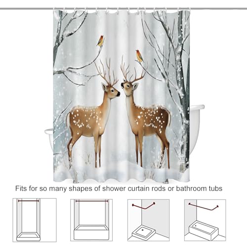 Rideau de douche cerf 180x200 cm imperméable en polyester gris clair pour baignoire - 8