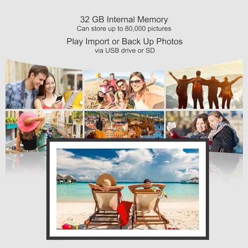 Image of Frameo Digital Photo Frame, 15.6 inch 32GB WiFi Large Digital Frame with 1920x1080 Full HD Touchscreen, Wall Mount, Auto Rotation, Easy to Send Photos and Videos