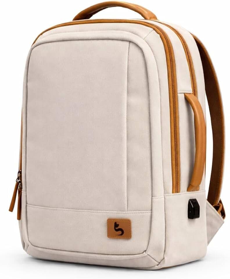 Mochila Executiva Premium para Notebook, Resistente à Água, Reforçada, Expansível com Cabo USB, Unissex, Mochila Para Viagem 30 litros BlidShop (Off-White)