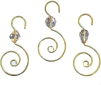 Kurt Adler Gold Wire Clear Acrylic Ornament Hooks, 24-Pack - 2.25 Inch Sparkling Christmas Tree Hangers
