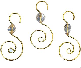 Kurt Adler Gold Wire Clear Acrylic Ornament Hooks, 24-Pack - 2.25 Inch Sparkling Christmas Tree Hangers