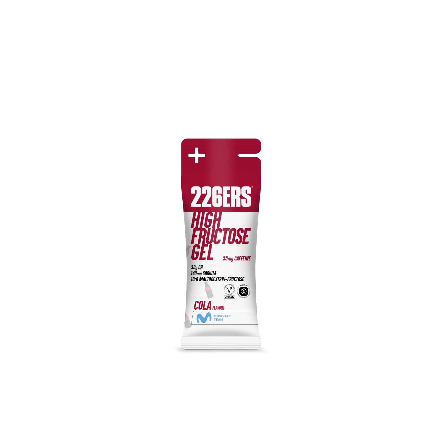 226ERS - High Fructose XS, Energiegel für Sportler, mit Maltodextrin und Fruktose, 55 mg Koffein, Vegan und Glutenfrei, Kohlenhydratversorgung, Cola-Geschmack, 32 Gels x 44 g