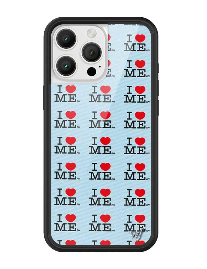 Image of Wildflower Cases - Compatible with iPhone 16 Pro Max | Protective Black Bumper, 4ft Drop Test Certified, Women Owned Small Business | Hearts Red Black Dainty Aesthetic Trendy Cute | I Heart Me - Blue