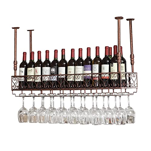 Casier à vin de plafond vintage 60 cm en métal suspendu