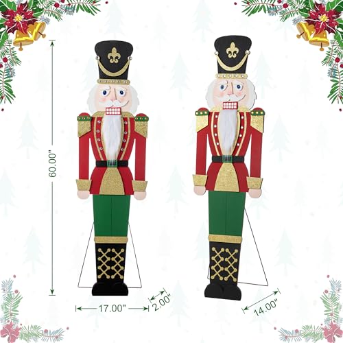 Glitzhome Nutcracker Christmas Porch Decor, 60" H Traditional Large Wooden Soldier Indoor and Outdoor Holiday Festive Entryway Art by Glitzhome - Image 6