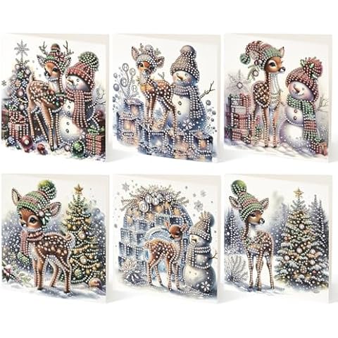 Kunoli 6pcs 5D Diamond Painting Christmas Cards Cover