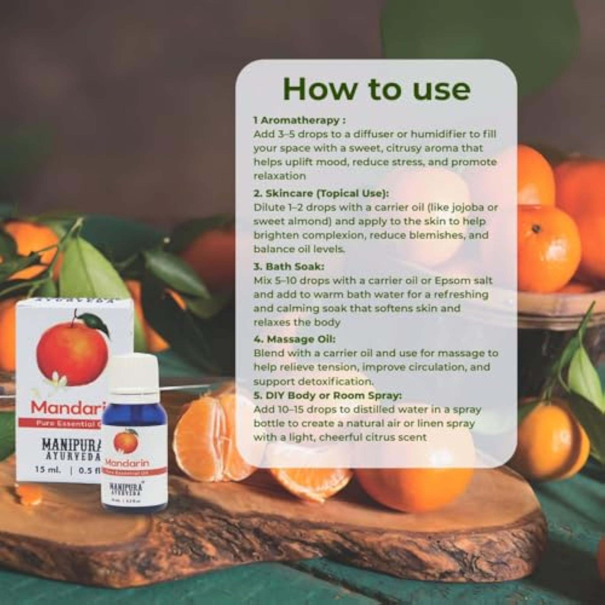 Mandarin Essential Oil Diffuser Pack of 2, 15 ml Each