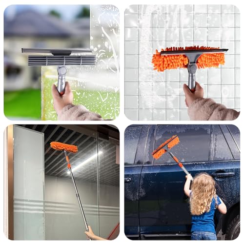 Image of BITOPE 2 in 1 Squeegee for Window Cleaning Tool,Long Handle Window Cleaner Tool with Stainless Steel Extension Pole for Car,Shower, Glass Doors, Outdoor High Window