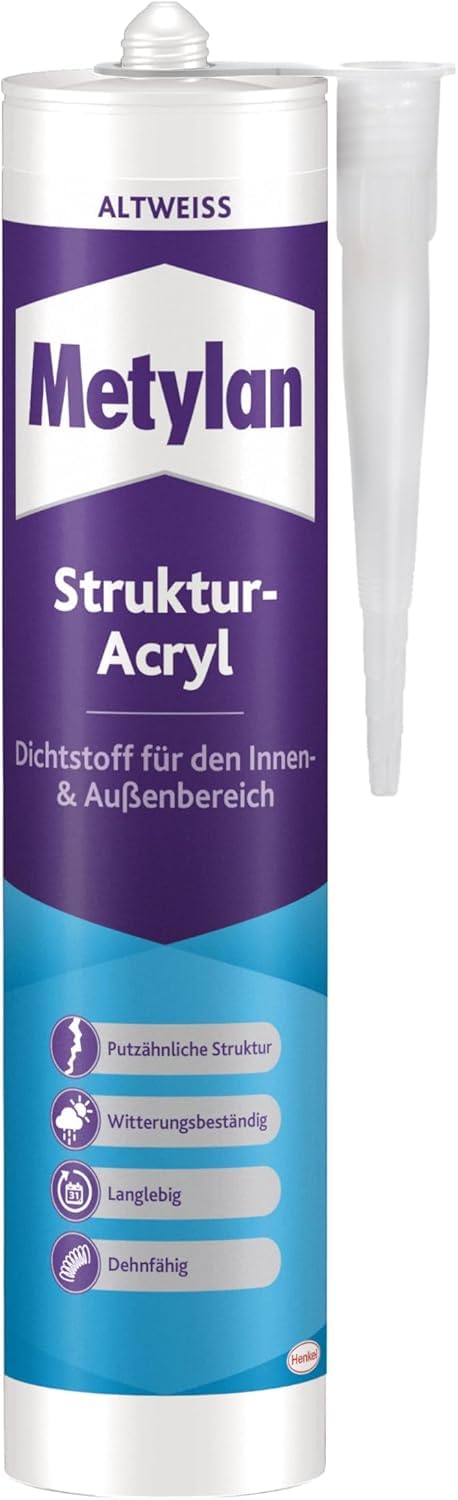 Metylan Wand und Decke Struktur-Acryl, dehnfäige Dichtmasse für Anschlussfugen, 12x300 ml
