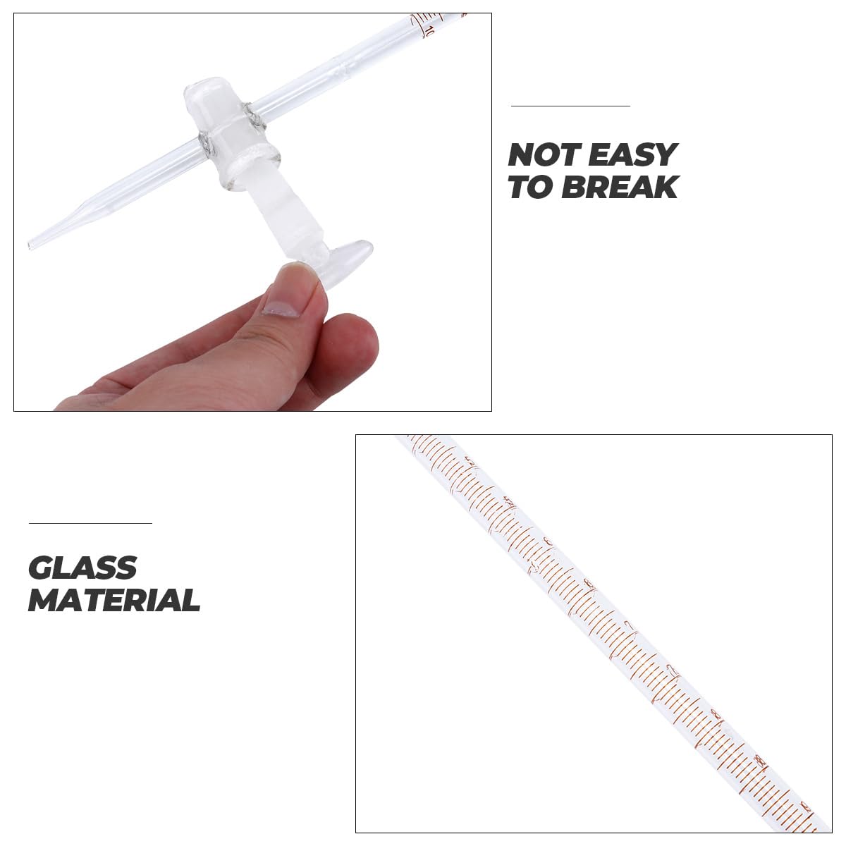 BESTOYARD 1pezzo Buretta Di Vetro Acido Strumento Chimico Per Laboratorio Scuola Strumento Di Educazione Secondaria Resistente Alla Corrosione E Calore E Leggero