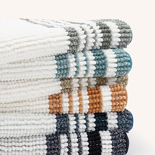 Freshmint Stripe Chenille Bathroom Rugs Sets 2 Piece 17"X24"+20"X32" thumb #6