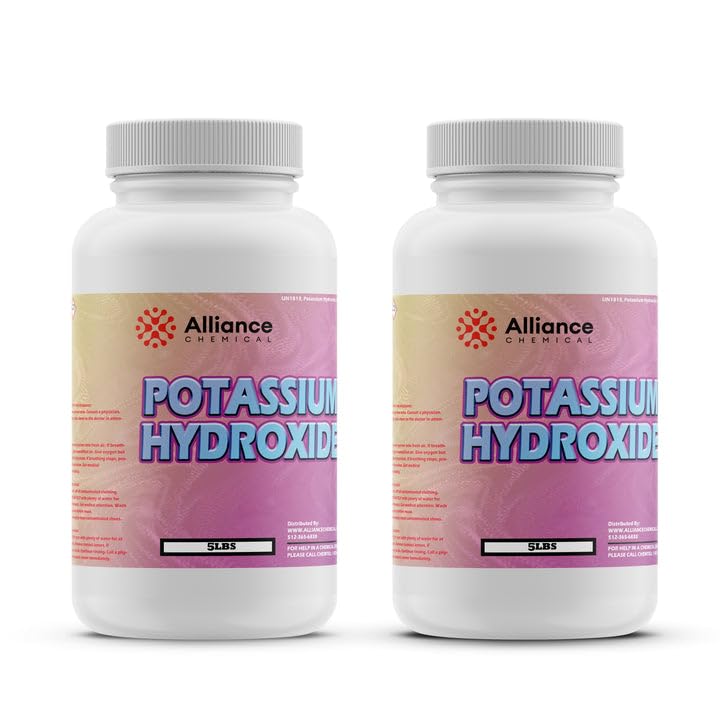 Potassium Hydroxide Flakes KOH - 10 lbs (2 Pack) - Industrial Alkali for Food Processing, Battery Manufacturing