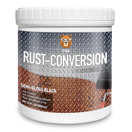YOA Rust Converter Paint & Metal Primer 2 in 1, Matte Black 32oz. Suitable For Metal, Trailer And...