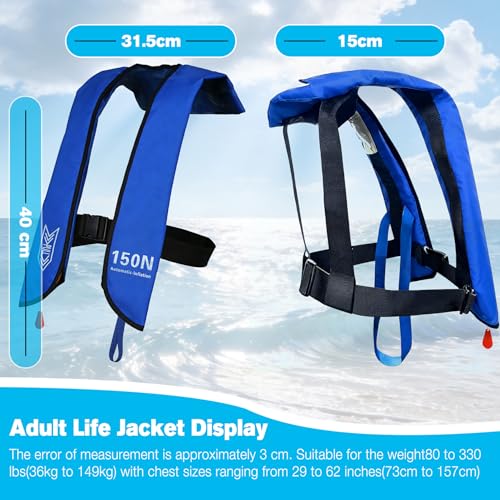 Image of Inflatable Life-Jacket for Adults| Life-Vest with Automatic /Manual Multifunctional Inflation-PFD| Lightweight & Compact Supports up to 300lbs for Kayaking Fishing Boating