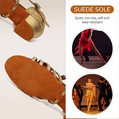 JUODVMP Girls Latin Dance Shoes Satin Ballroom Tango Salsa Practice Party Ballroom Dance Shoes,Model US-SS-ZS3